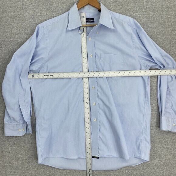Club Room Shirt Mens 16.5 Blue Striped Button Up Long Sleeve Pinpoint Collared - Picture 9 of 12
